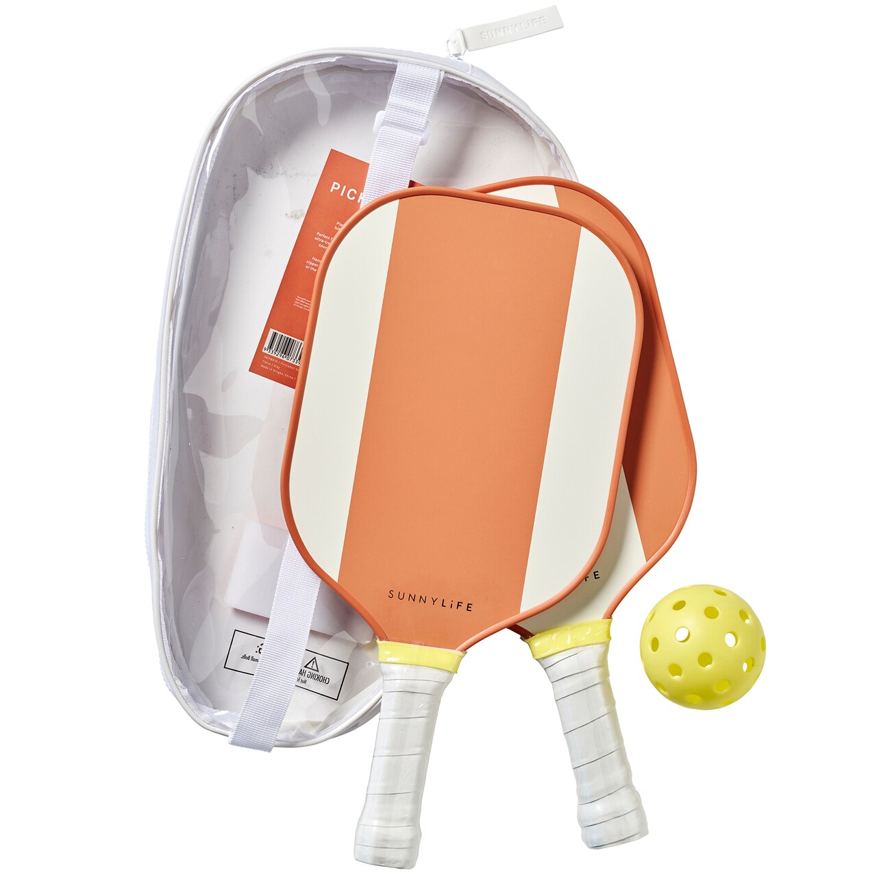 Sunnylife: Pickleball Set - Tierra Clay - Terracotta, 2 Player Game, Carbon Fiber Bats & Ball, Carry Case, Outdoor-Poolside-Beach Sport, Kids & Family